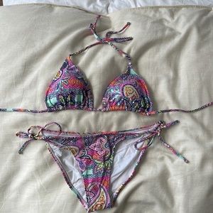 OndadeMar Paisley Beaded Tie Bikini Size Small